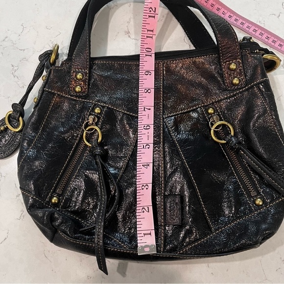 FOSSIL Y2K Genuine Leather Black Metallic Shoulder Bag - Picture 13 of 15